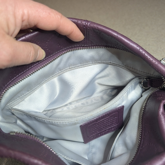 Coach Perforated Signature Leather Shoulder/Crossbody Bag (Style #F19257)  Plum - Picture 12 of 15